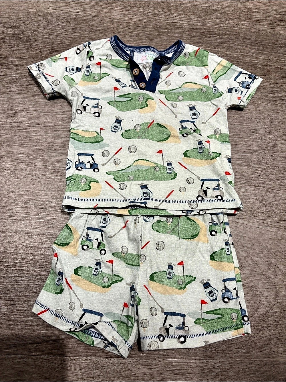 Atlantis Golf Print Polo & Shorts Set Size 24M/2T